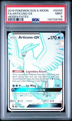 2019 POKEMON SUN & MOON HIDDEN FATES #SV54 FULL ART/ARTICUNO GX PSA 9 - Image 1