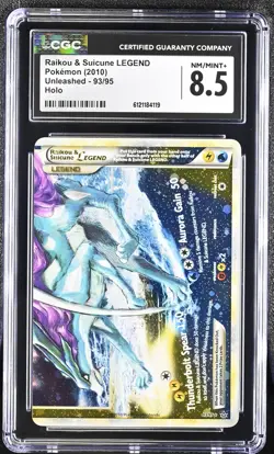CGC 8.5 Raikou & Suicune LEGEND 2010 Unleashed 93/95 Holo Pokemon Card - Image 1
