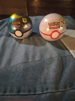 Pokemon Pokeball Tin Pair (x2) 2024 SEALED with TCG Booster Packs + Stickers #2 - Image 1