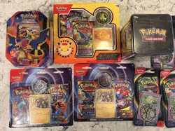 Pokemon TCG Pokemon SEALED LOT! 18 packs total, charizard tin, phantasmal flames - Image 2