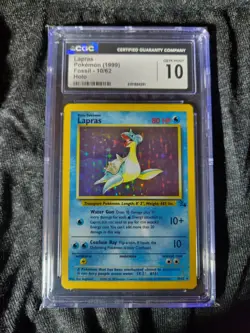 CGC Gem Mint 10 Lapras 10/62 Holo, Pokemon Fossil 1999 - Image 2
