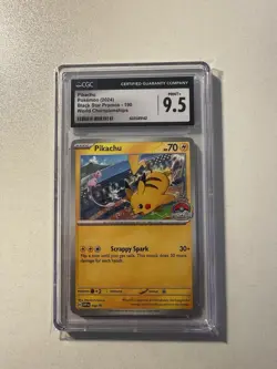 2024 POKEMON SVP EN-SV BLACK STAR PROMO WORLD CHAMPIONSHIPS #190 PIKACHU CGC 9.5 - Image 1