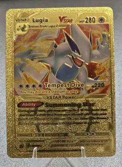 Pokemon Lugia VSTAR 280hp Gold Foil Fan Art Collector Card TCG - Image 1