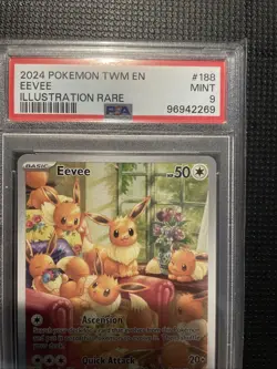 Pokemon Twilight Masquerade Eevee Illustration Rare Card 188/167 PSA 9 - Image 2