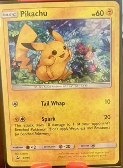Pokemon Pikachu SM Promo SM86 Holo Basic 60HP Tail Whap Spark Card - Image 1