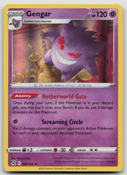 Pokemon Card Gengar Holo Rare SWSH11: Lost Origin 066/196 - Image 1