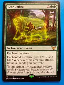 MTG 1x Bear Umbra # 113 Neon Dynasty Commander Magic the Gathering Card x1 NM - Image 1
