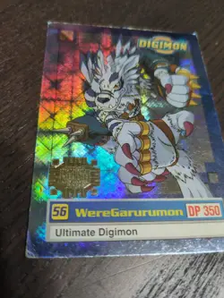 Digimon 1999 trading card #56 prism foil WereGarurumon EXCLUSIVE PREVIEW stamp - Image 2