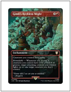 1x Gimli's Reckless Might, Borderless Art, Magic the Gathering MTG NM - Image 1