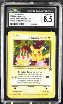 CGC 8.5 Birthday ____'s Pikachu 2000 Black Star Promos 24 Holo Pokemon Card - Image 1