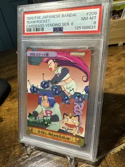 1999 Pokemon Japanese Bandai Animae Vending Series 6 #209 Team Rocket PSA 8 - Image 2