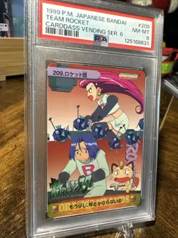 1999 Pokemon Japanese Bandai Animae Vending Series 6 #209 Team Rocket PSA 8 - Image 3