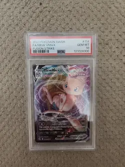 2021 Pokemon Fusion Strike Mew VMAX #114 PSA 10 GEM MINT Full Art - Image 1