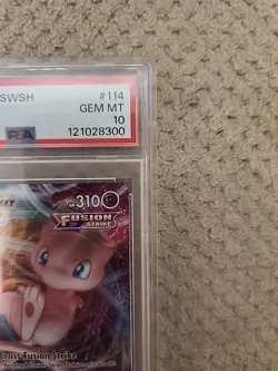 2021 Pokemon Fusion Strike Mew VMAX #114 PSA 10 GEM MINT Full Art - Image 2