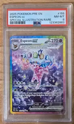 Pokemon TCG Espeon EX 155/131 Prismatic Evolutions Near Mint PSA 8 - Image 1