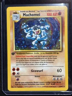 Pokemon Card - Machamp (Machomei) 1st Edition 8/102 Base Set Holo Rare GERMAN - Image 1