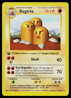 Pokemon Card - Dugtrio Base Set (Shadowless) 19/102 Rare 1st Edition - Image 1
