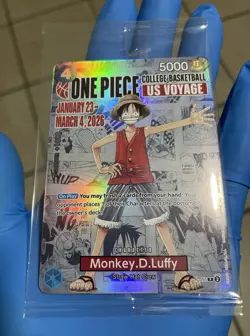 One Piece P-055 Monkey D. Luffy U.S. Voyage College Basketball Promo Card-SEALED - Image 1