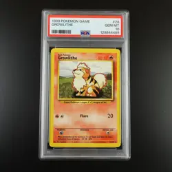 PSA 10 Growlithe 28/102 Pokemon 1999 Base Set Graded Card - Image 1