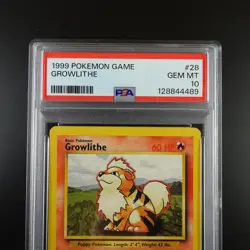 PSA 10 Growlithe 28/102 Pokemon 1999 Base Set Graded Card - Image 2