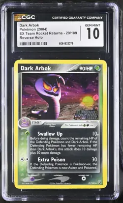 CGC 10 Dark Arbok Team Rocket Returns 29/109 Reverse Holo Stamped Pokemon Card - Image 1