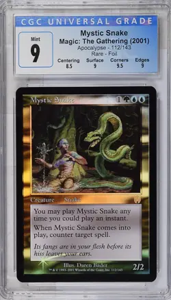MYSTIC SNAKE Apocalypse Foil Rare CGC 9 MTG [Nostalgium] - Image 1