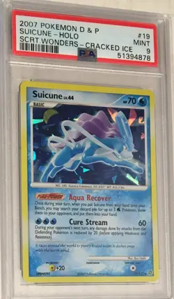 2007 Pokemon Secret Wonders PSA 9 RARE Cracked Ice Holo Suicune #19 MINT COND - Image 1