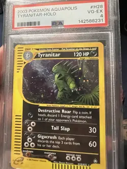 2003 POKEMON AQUAPOLIS #H28 TYRANITAR-HOLO PSA 4 - Image 1