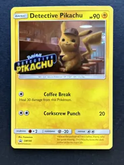 Pokemon Detective Pikachu SM190 Stamped Holo Black Star Promo - Image 1