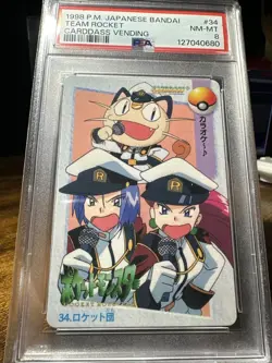 1998 Pokemon Japanese Bandai Animae #34 Team Rocket Carddass Vending PSA 8 - Image 4