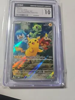 Pokemon TCG Paldea Evolved Pikachu Black Star Promo Card SVP027 Gem Mint 10 - Image 1