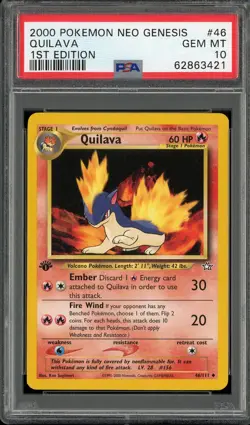 PSA 10 Quilava 1st Edition Neo Genesis 46/111 Pokemon Card - Image 1