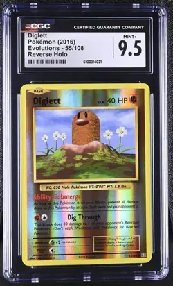 Diglett *CGC 9.5* Reverse Holo *Evolutions* #55 *2016* Pokemon - Image 1