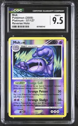 CGC 9.5 MINT+ Muk 2009 Platinum 57/127 Reverse Holo Pokemon Card - Image 1