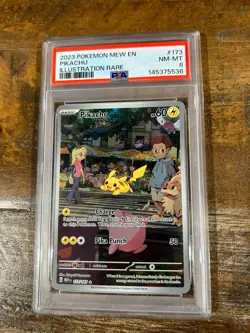 Pokemon 2023 MEW En 151 PIKACHU Illustration Rare #173 PSA 8 RARE - Image 1
