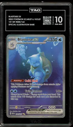 Pokemon Blastoise ex 151 MEW EN Special Illustration Rare #200 TAG 10 Gem Mint - Image 1