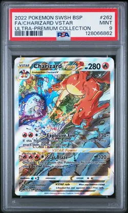 2022 POKEMON SWSH BLACK STAR PROMO #262 FULL ART/CHARIZARD VSTAR PSA 9 - Image 1