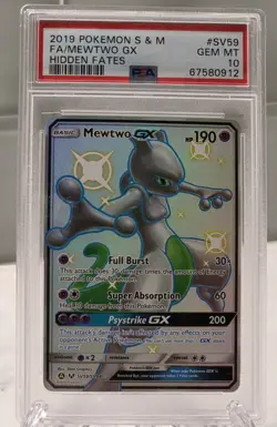 Pokemon TCG Mewtwo GX SV59/SV94 Hidden Fates Shiny Holo Rare PSA 10 - Image 1