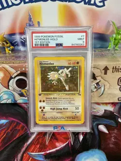 Pokemon Fossil 1st Edition Hitmonlee Holo PSA 9 - Image 1