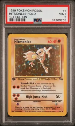 Pokemon Fossil 1st Edition Hitmonlee Holo PSA 9 - Image 3