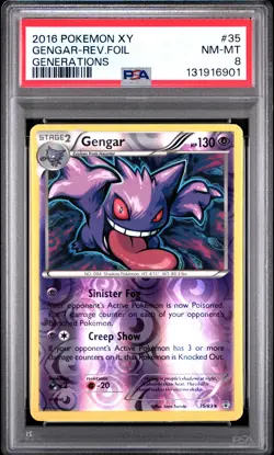 2016 POKEMON XY GENERATIONS #35 GENGAR-REVERSE FOIL PSA 8 - Image 1