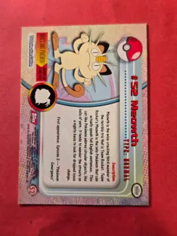 1999 Topps Pokemon TV Animation Series 1 Red #52 Meowth, NF, cd1 - Image 2