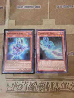 YUGIOH MAGICIANS ROD TDIL SUPER 1ST + MAGICIANS ROBE SHVI SUPER LIMITED ED NM - Image 1