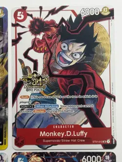 Monkey.D.Luffy ST01-012 3rd Anniversary Tournament 3 Brothers Complete Set NM - Image 3