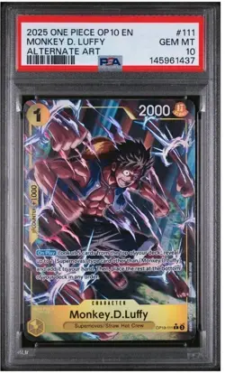 2025 ONE PIECE OP10-ROYAL BLOOD ALTERNATE ART #111 MONKEY D. LUFFY PSA 10 - Image 1