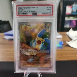 Minun 194/182 Paradox Rift Holo Illustration Rare Pokemon Card PSA 9 Mint - Image 1