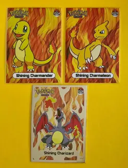 CHARMANDER CHARIZARD (Foil) Evolution Pokemon KANTO ART Cards 1997 “SHINY” Set - Image 1