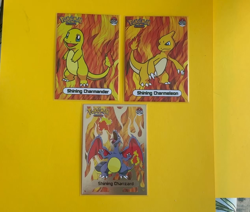 CHARMANDER CHARIZARD (Foil) Evolution Pokemon KANTO ART Cards 1997 “SHINY” Set - Image 2