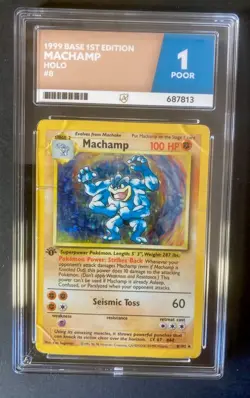 Pokemon TCG Machamp 8/102 1st Edition Vintage 1999 WOTC Base Set Holo Ace 1 - Image 1