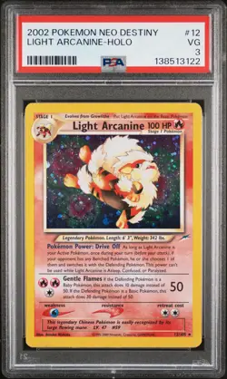 2002 POKEMON NEO DESTINY #12 LIGHT ARCANINE-HOLO PSA 3 - Image 1